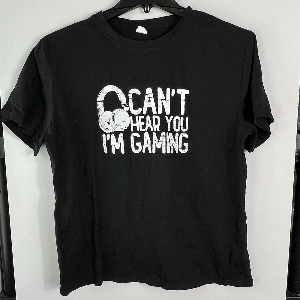 Fashion Trend Unisex LARGE SHORT "I Can't Hear You I'm Gaming" Graphic T‎ Shirt